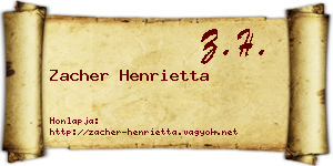 Zacher Henrietta névjegykártya